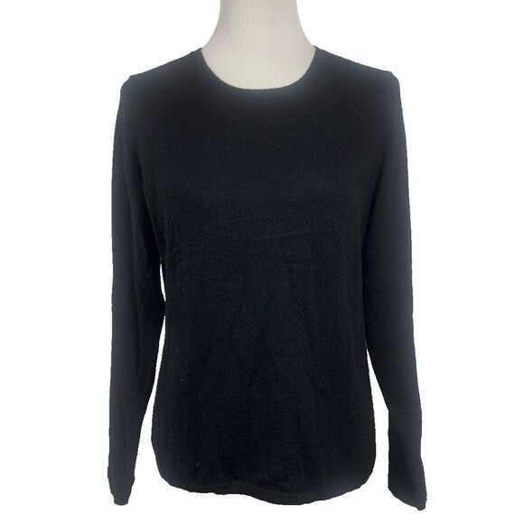 Fionn 2 Ply Cashmere Sweater Womens Size L Black Crewneck Elevated Basic - Picture 1 of 6